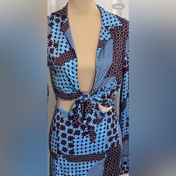 Free People 💎 Miki Dress Mini V-Neck Front-Tie Closure Waist Cut Out Size XS NWT - Picture 12 of 16